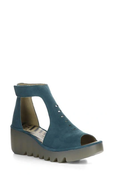 Shop Fly London Bezo Wedge Sandal In Teal Cupido