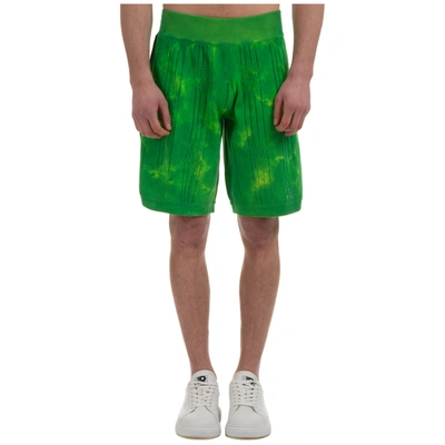 Shop Gcds Men's Shorts Bermuda Basket Logo In Green