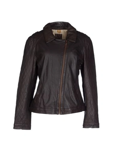 Timberland Leather Jacket In Dark Brown