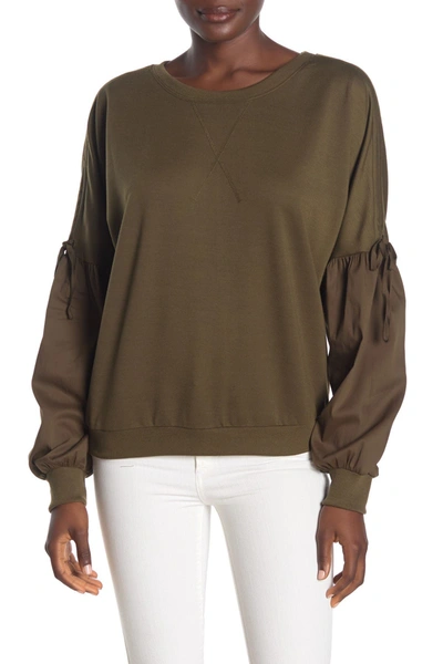 Shop Forgotten Grace Poplin Sleeve Sweatshirt In Olive