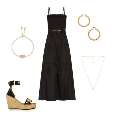 L'academie The Nour Midi Dress In Black