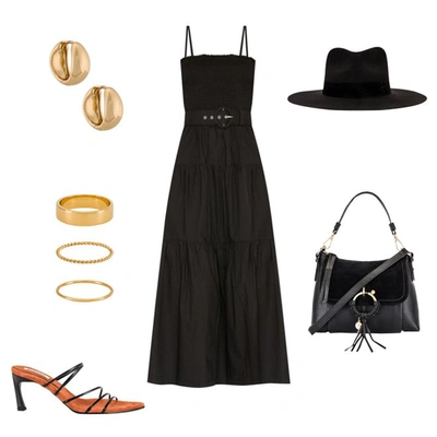L'academie The Nour Midi Dress In Black