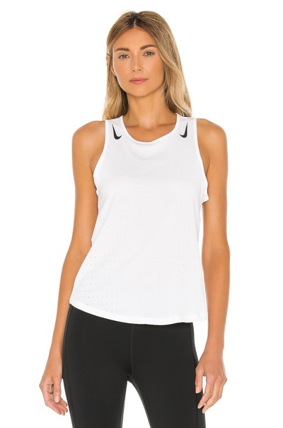 Shop Nike Nk Aeroswift Singlet Tank In White