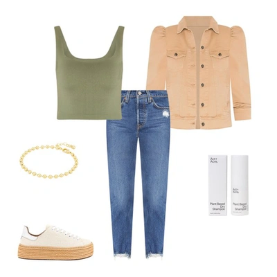 Retroféte Ada Cropped Denim Jacket In Camel