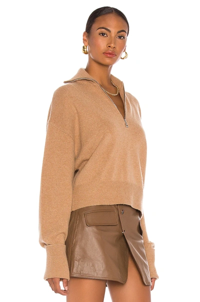 Shop Marissa Webb Wesley Boyfriend Front Zip Sweater In Camel