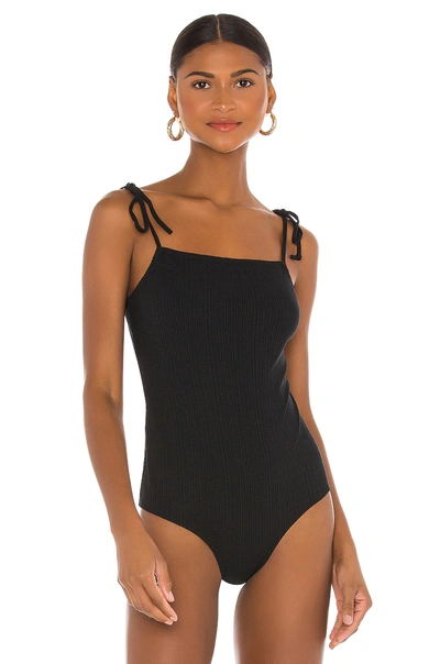 Shop Bcbgeneration Square Neck Tie Strap Bodysuit In Black