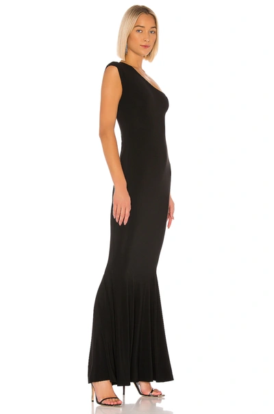 Norma Kamali One-shoulder Fluted Stretch-jersey Midi Dress In Black