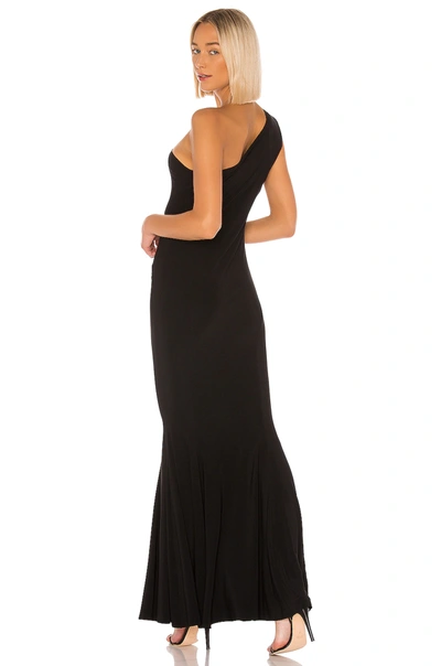 Norma Kamali One-shoulder Fluted Stretch-jersey Midi Dress In Black