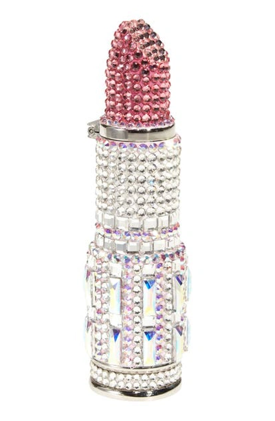 Shop Judith Leiber Crystal Lipstick Pillbox In Silver Rhine Multi