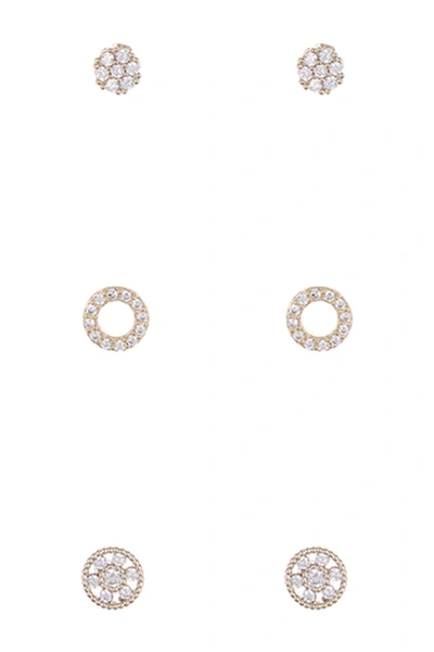 Shop Panacea Pave Crystal Stud Earring 3-piece Set In Gold