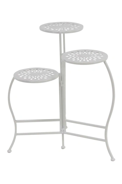 Willow Row White Folding Plant Stand In White