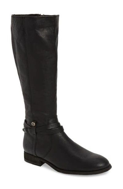 Shop Frye Melissa Belted Knee-high Riding Boot In Black Leather