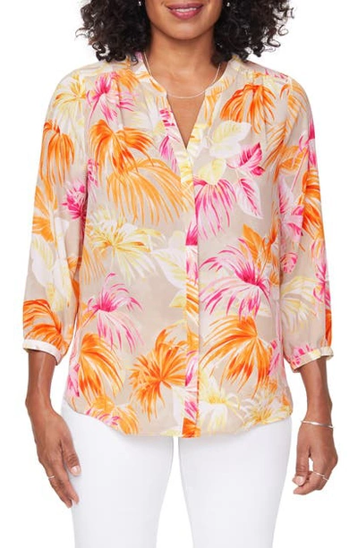 Shop Nydj Pleat Back Blouse In Beach Garden