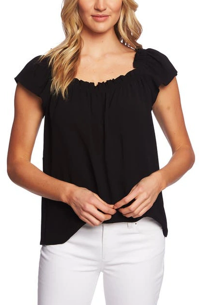 Shop Cece Square Neck Blouse In Rich Black