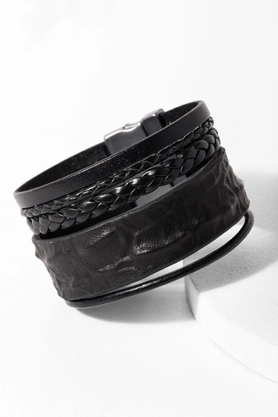 Shop Saachi Black Rumple Leather Strand Bracelet