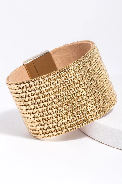 Shop Saachi Rock N' Roll Chain & Leather Cuff Bracelet In Gold