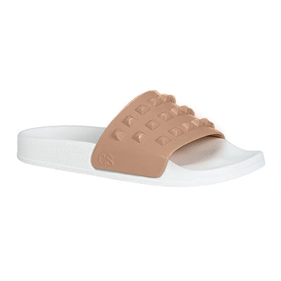 Shop Carmen Sol Franco White Slides In Nude