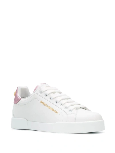 Shop Dolce E Gabbana Women's White Leather Sneakers