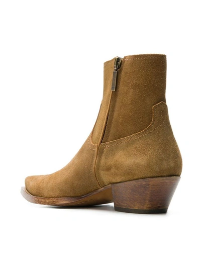 Shop Saint Laurent Brown Ankle Boots