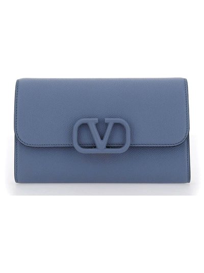 Shop Valentino Garavani Women's Light Blue Other Materials Pouch
