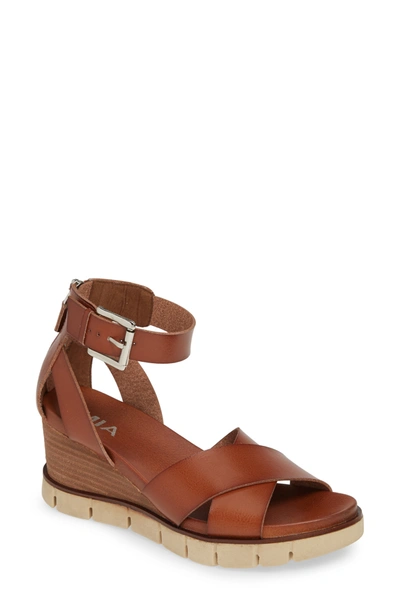 Shop Mia Lauri Ankle Strap Platform Wedge Sandal In Cognac