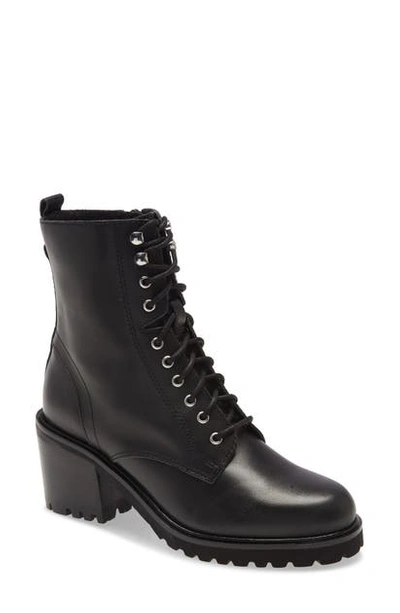 Shop Steve Madden Brandt Lace-up Boot In Black Leather