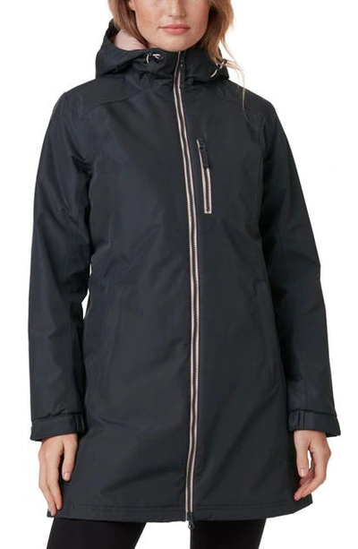 Shop Helly Hansen 'belfast' Long Waterproof Winter Rain Jacket In Z/dnuebony