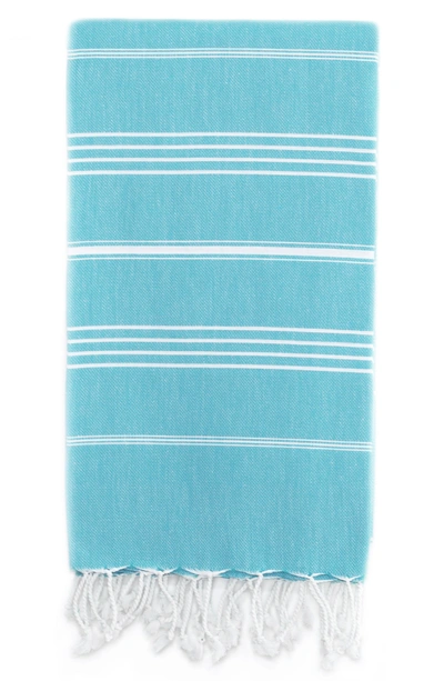 Shop Linum Home 'lucky' Turkish Pestemal Towel In Turquoise