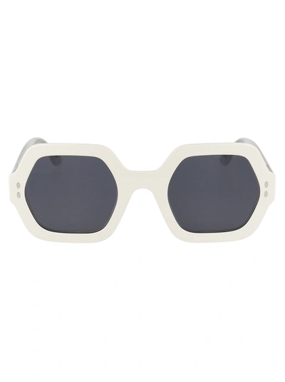 Shop Isabel Marant Hexagonal Frame Sunglasses In White