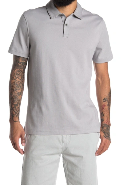 Shop 14th & Union Solid Interlock Polo In Grey Alloy