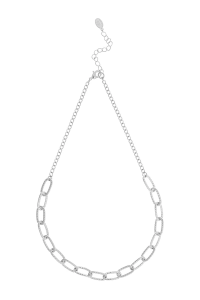 Shop Rivka Friedman White Rhodium Clad Polished Textured Link Necklace