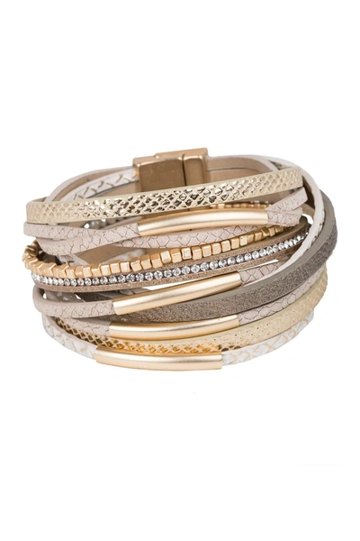 Saachi Multi Strand Wrap Bracelet In Taupe