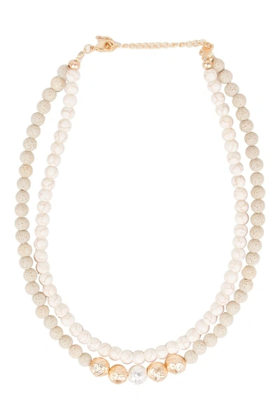 Saachi Dohara Natural Stone Beaded Double Strand Necklace In Cream
