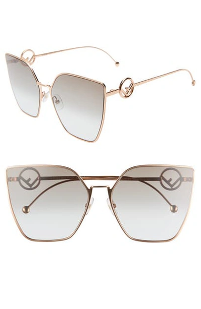 Shop Fendi 63mm Oversized Sunglasses In Gold Copp