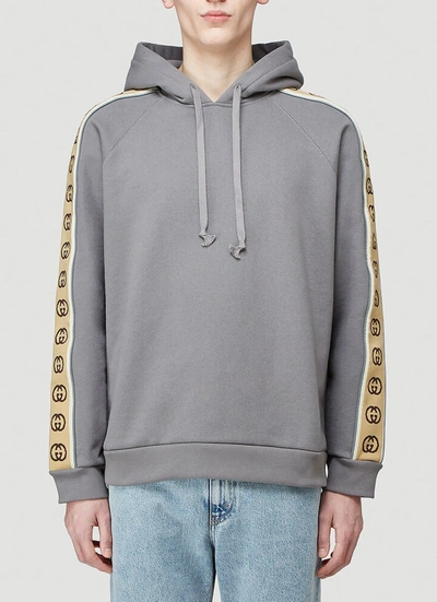 Shop Gucci Jersey Hooded Sweatshirt In Grey