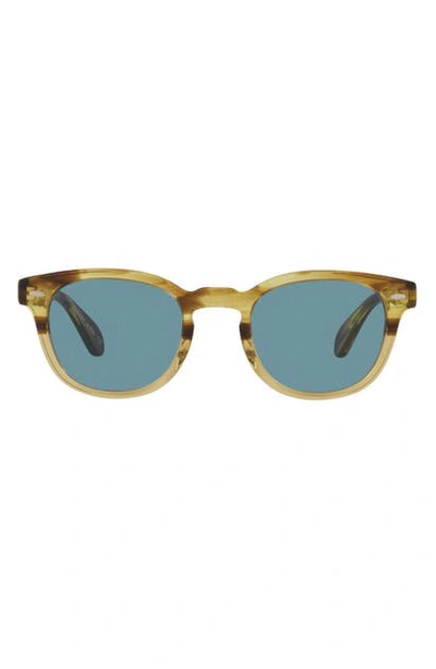 Shop Oliver Peoples Sheldrake Phantos 49mm Round Sunglasses In Washed Jade/ G-15