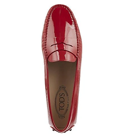 Shop Tod's Patent Leather Mocassino Loafers In Red