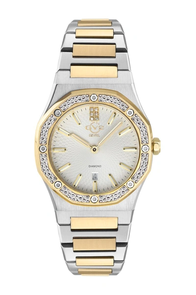 Shop Gevril Gv2 Palmanova White Dial Diamond Bracelet Watch, 44mm In Two Tone
