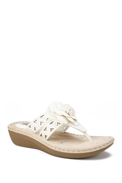 Shop Cliffs By White Mountain Cynthia Thong Comfort Sandal In White/smooth