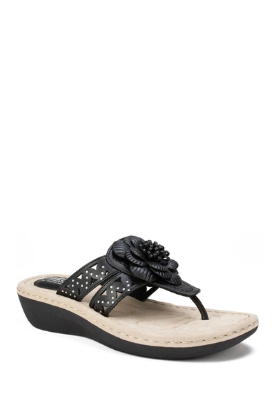 Shop Cliffs By White Mountain Cynthia Thong Comfort Sandal In Black/smooth