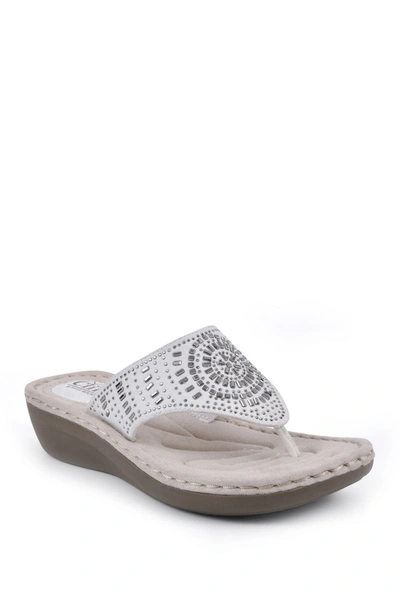 Shop Cliffs By White Mountain Cienna Thong Comfort Sandal In White/fabric