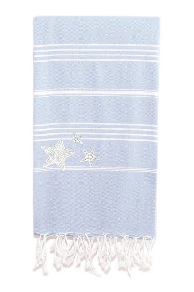Shop Linum Home 100% Turkish Cotton Lucky In Sky Blue