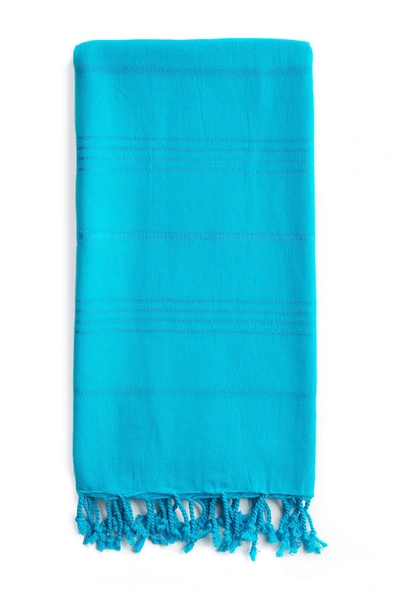 Shop Linum Home 100% Turkish Cotton Summer Fun Pestemal Beach Towel In Turquoise