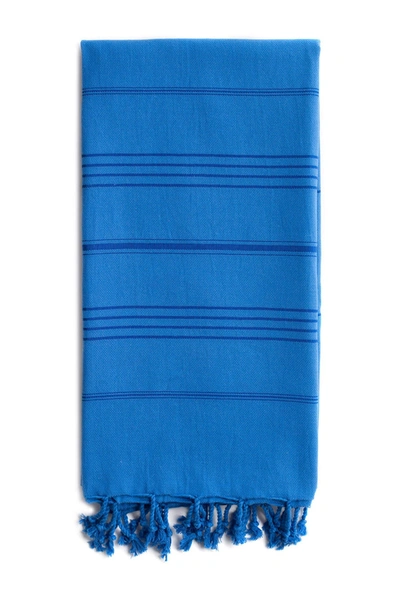 Shop Linum Home 100% Turkish Cotton Summer Fun Pestemal Beach Towel In Royal Blue