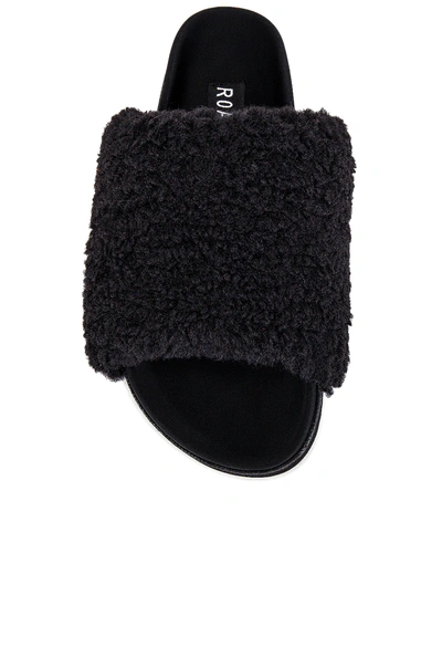 Shop R0am Fuzzy Faux Fur Slider In Black