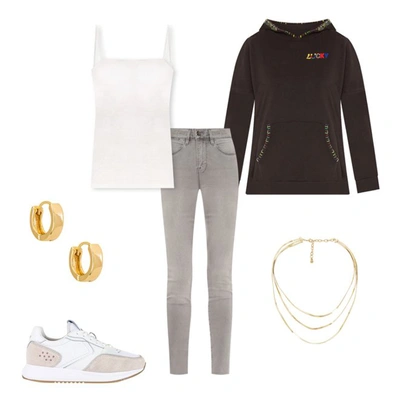 Shop Golden Goose Running Sneaker In Silver, White & Black