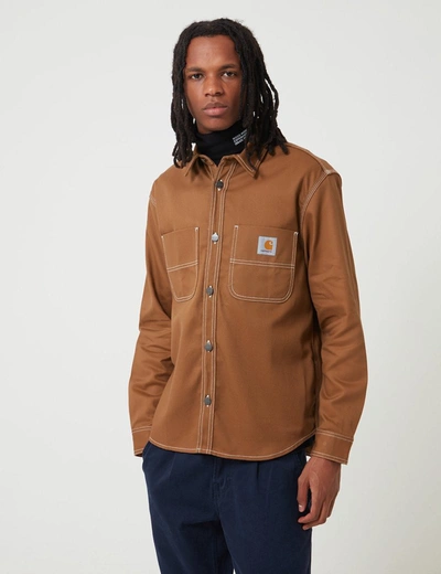 Shop Carhartt -wip Chalk Shirt Jacket (regular Fit) In Brown