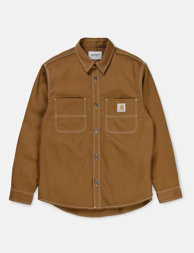Shop Carhartt -wip Chalk Shirt Jacket (regular Fit) In Brown