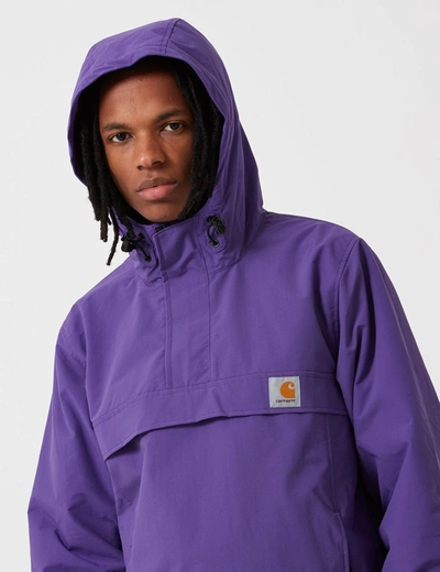 Shop Carhartt -wip Nimbus Half-zip Jacket (fleece Lined) In Purple