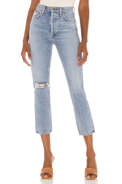 Shop Agolde Riley High Rise Straight Crop In Endeavor